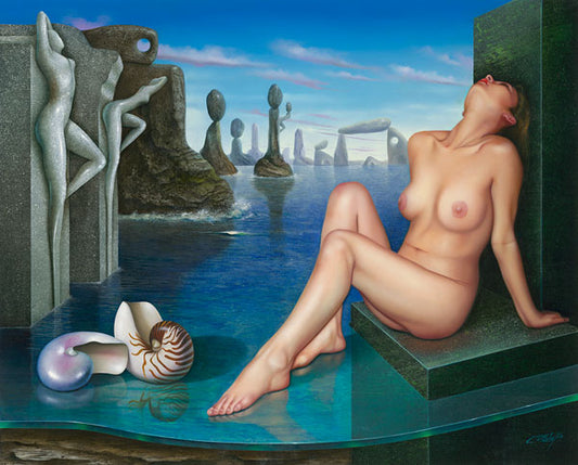Ensueno Azul, Nude Art, limited edition giclee canvas by Nelson Calderon, 38x30