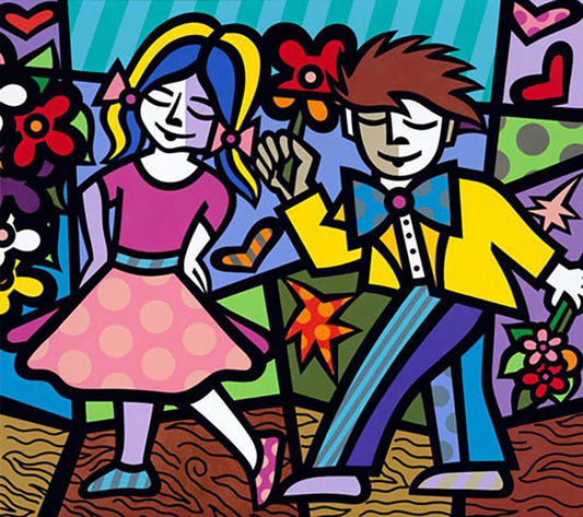 Girl First Flower, limited edition giclee on canvas, signed by Jozza, 34X30