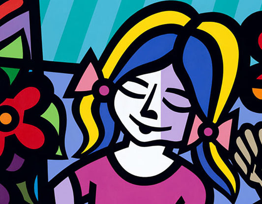 Girl First Flower, limited edition giclee on canvas, signed by Jozza, 34X30