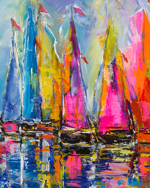 Sails of Color, limited edition embellished giclee on canvas by Duaiv, 31x25