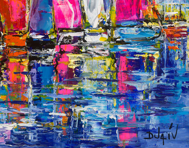Sails of Color, limited edition embellished giclee on canvas by Duaiv, 31x25