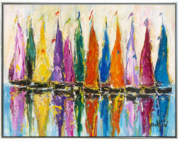 De Toutes Les Couleurs, limited ed. embellished giclee on canvas by Duaiv 25x21