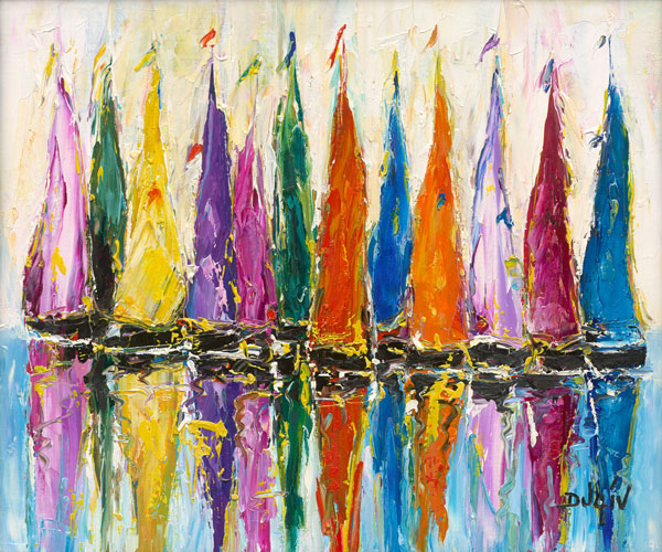 De Toutes Les Couleurs, limited ed. embellished giclee on canvas by Duaiv 25x21