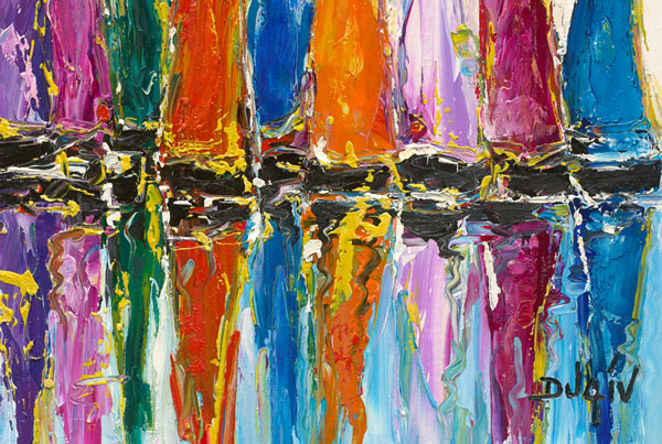 De Toutes Les Couleurs, limited ed. embellished giclee on canvas by Duaiv 25x21