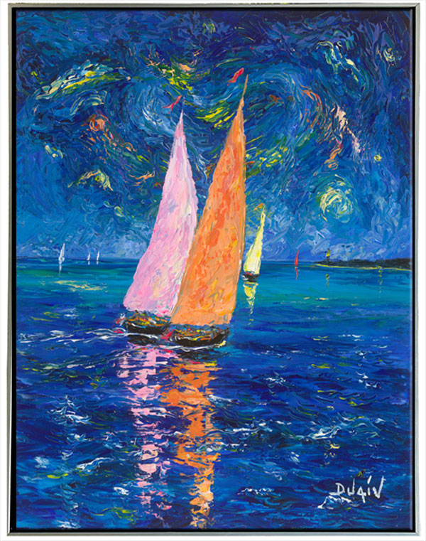 Deep Blue Sea, limited edition embellished giclee on canvas by Duaiv, 20x24