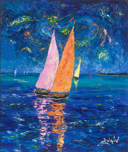 Deep Blue Sea, limited edition embellished giclee on canvas by Duaiv, 20x24