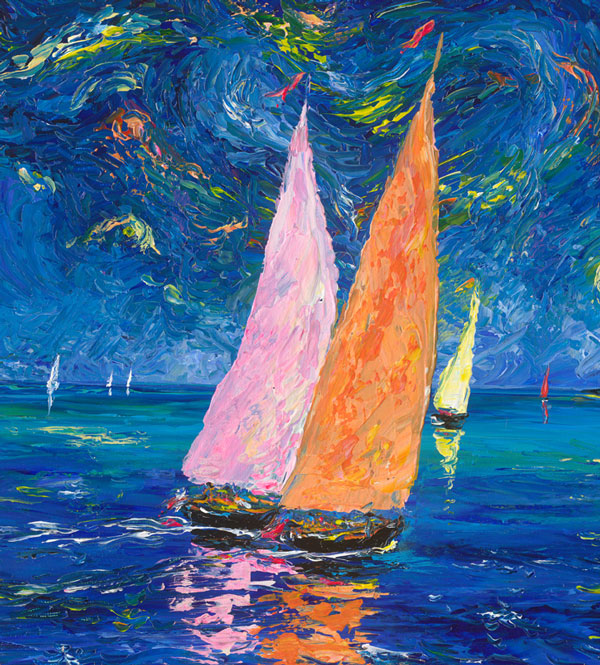 Deep Blue Sea, limited edition embellished giclee on canvas by Duaiv, 20x24