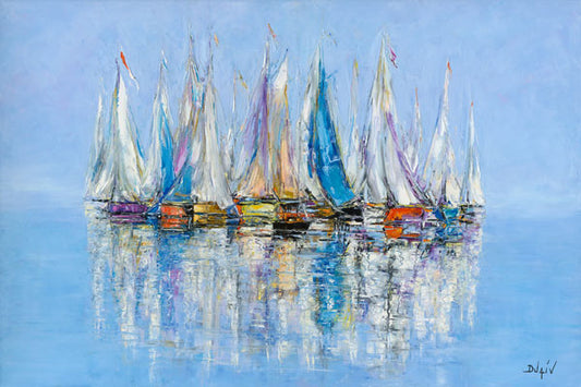 Les Douces Voiles, limited edition embellished giclee on canvas by Duaiv, 41x61