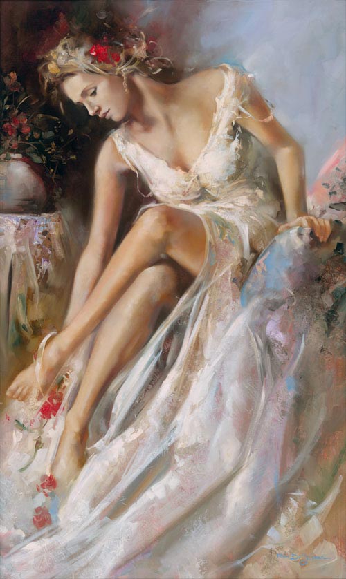 Woman Primaverna, a piece with great detail  by Ron Dicsenza, 24X40 signed.