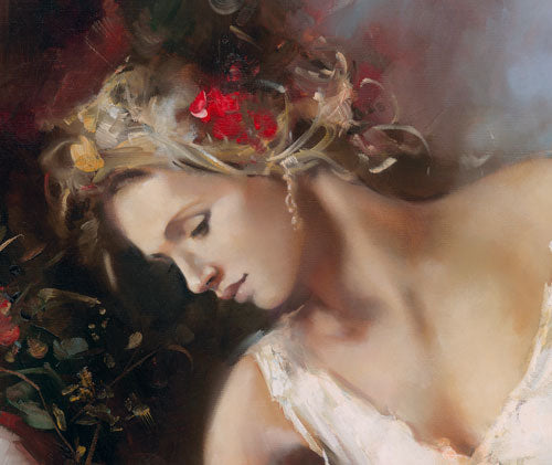 Woman Primaverna, a piece with great detail  by Ron Dicsenza, 24X40 signed.