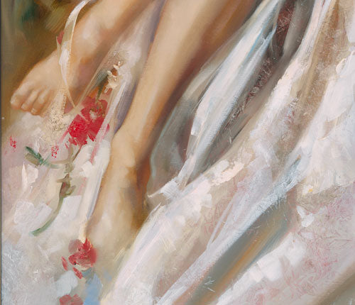Woman Primaverna, a piece with great detail by Ron Dicsenza, 24X40 signed.