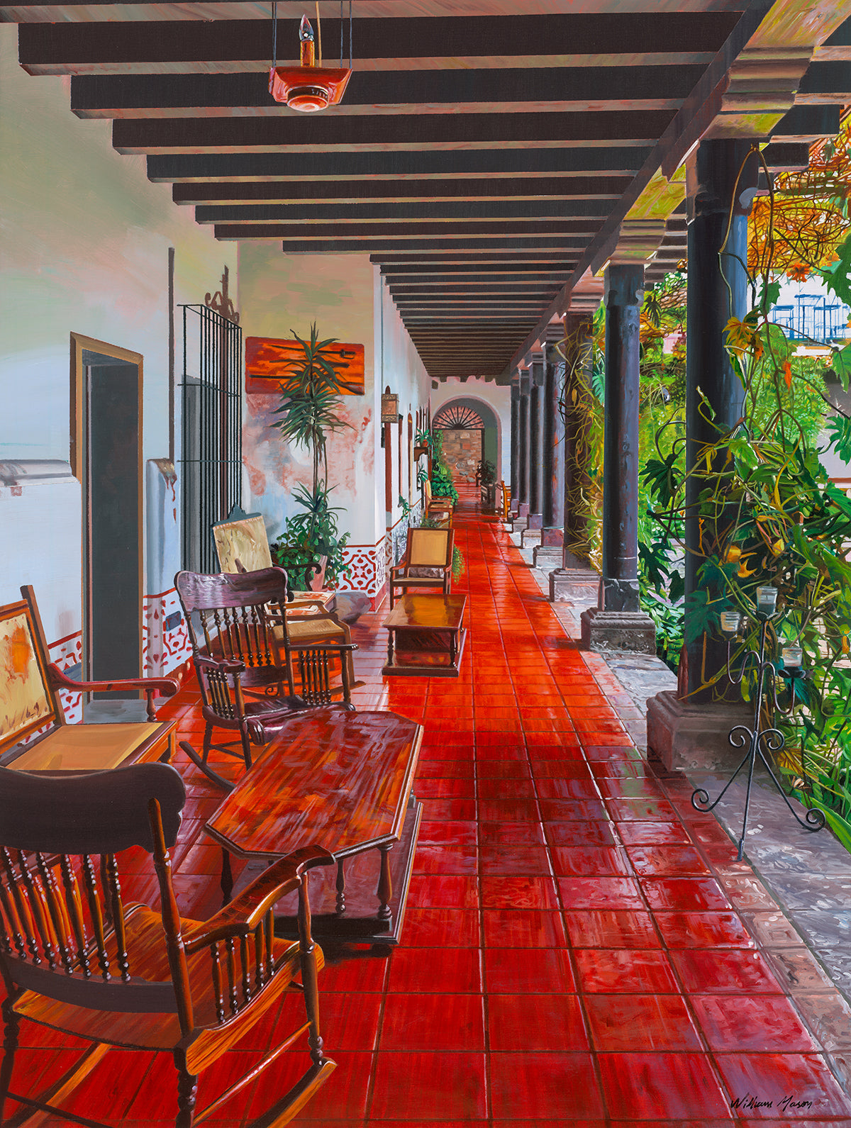 Coconut Grove Patio, limited edition giclee on canvas by William Mason, 48x36