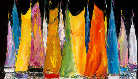 Nuit Flamboyante, limited edition embellished giclee on canvas by Duaiv, 48x42