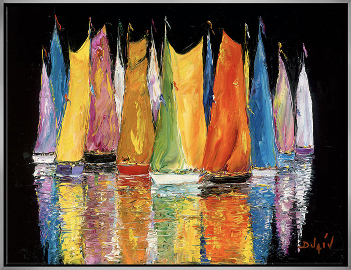 Nuit Flamboyante, limited edition embellished giclee on canvas by Duaiv, 48x42