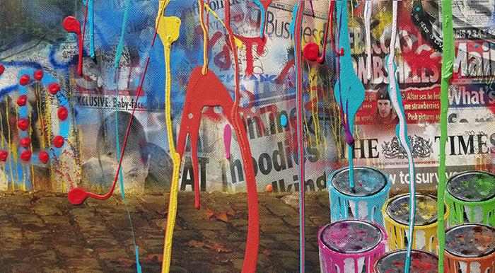 Waiting on a Friend, original mixed media on canvas by Oliver Neilson, 60x38