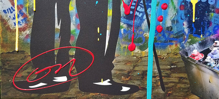 Waiting on a Friend, original mixed media on canvas by Oliver Neilson, 60x38