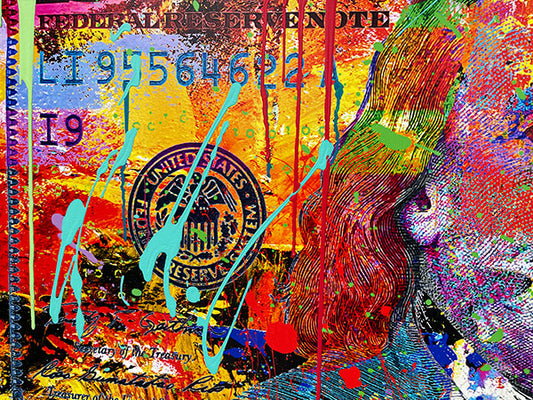 Mr Ben, original mixed media on canvas by Oliver Neilson, 60x26 gallery wrapped.