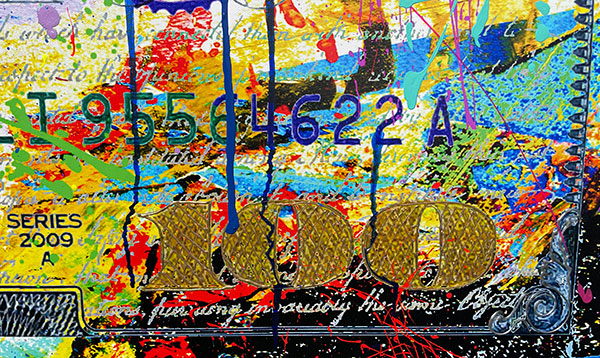 Mr Ben, original mixed media on canvas by Oliver Neilson, 60x26 gallery wrapped.