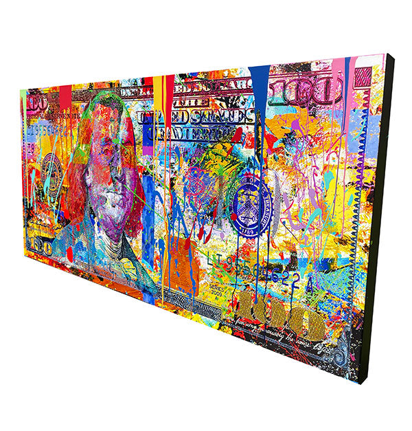 Mr Ben, original mixed media on canvas by Oliver Neilson, 60x26 gallery wrapped.