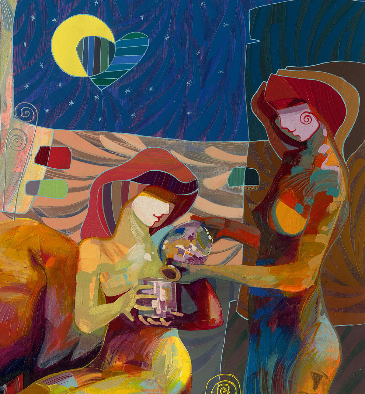 Calming, Canvas Painting by Tadeo Zavaleta, 32x32 streched and framed