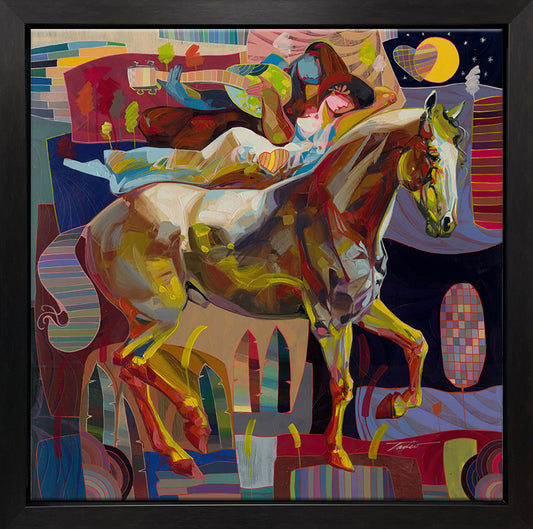 Cara de Azul, Canvas Painting by Tadeo Zavaleta, 32x32 streched and framed