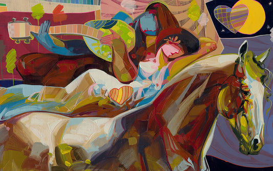 Cara de Azul, Canvas Painting by Tadeo Zavaleta, 32x32 streched and framed