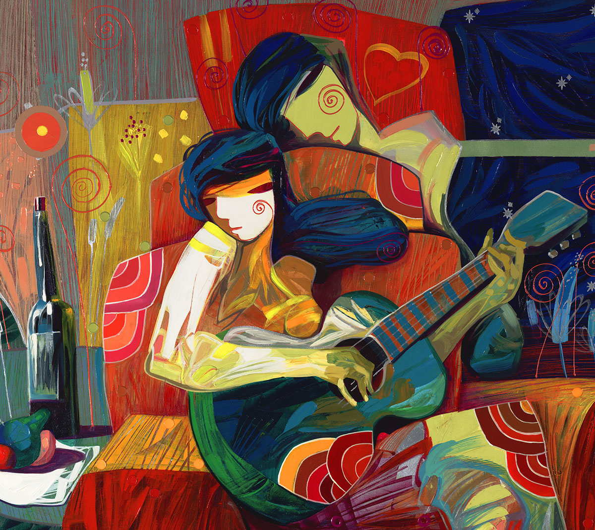 Chanteuse, Canvas Painting by Tadeo Zavaleta, 32x32 streched and framed