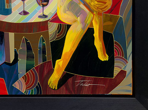 Una Velada Con Vino, Canvas Painting by Tadeo Zavaleta, 32x32 streched framed