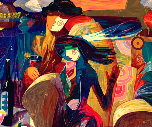 Romattica, Canvas Painting by Tadeo Zavaleta, 32x32 streched and framed