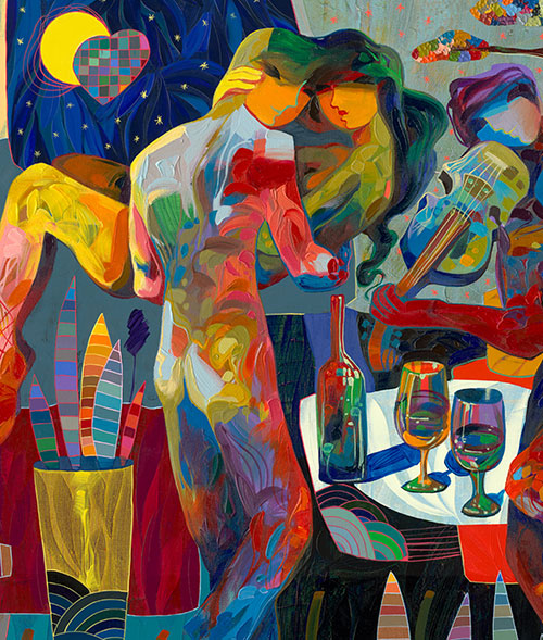 Romance Dance, Canvas Painting by Tadeo Zavaleta, 32x32 streched and framed