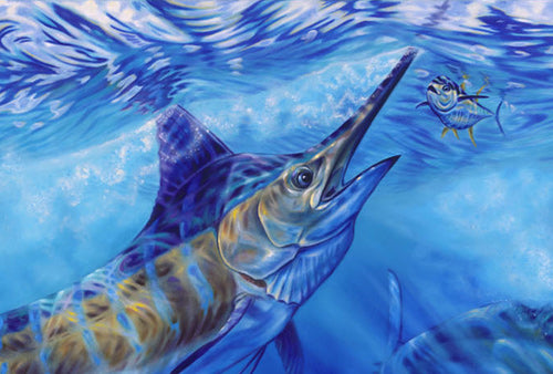 Blue Freedom, limited edition giclee on canvas  by Jason Mathias, 36X72 signed.
