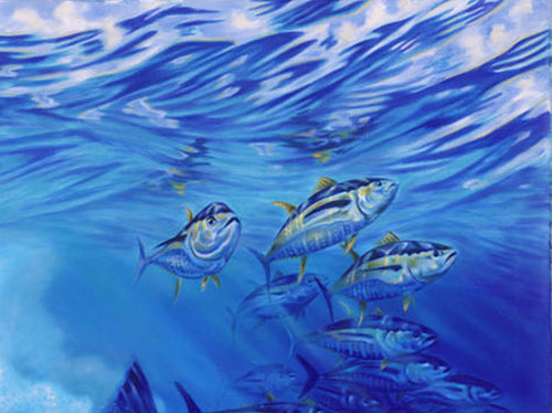 Blue Freedom, limited edition giclee on canvas  by Jason Mathias, 36X72 signed.