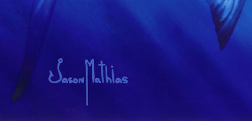 Blue Freedom, limited edition giclee on canvas by Jason Mathias, 36X72 signed.