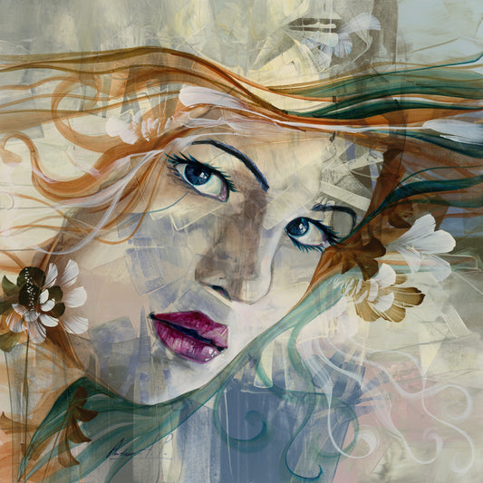 Angela, giclee on canvas, signed by Andrea Palacios, 54X54, unstretched.