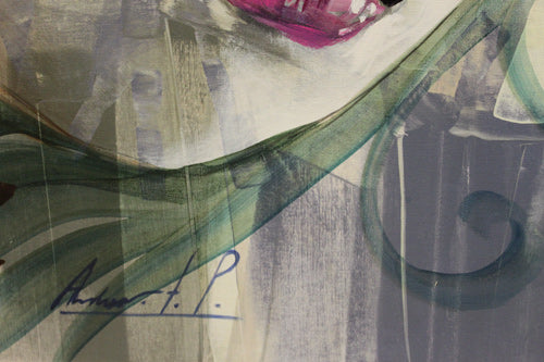 Angela, giclee on canvas, signed by Andrea Palacios, 54X54, unstretched.