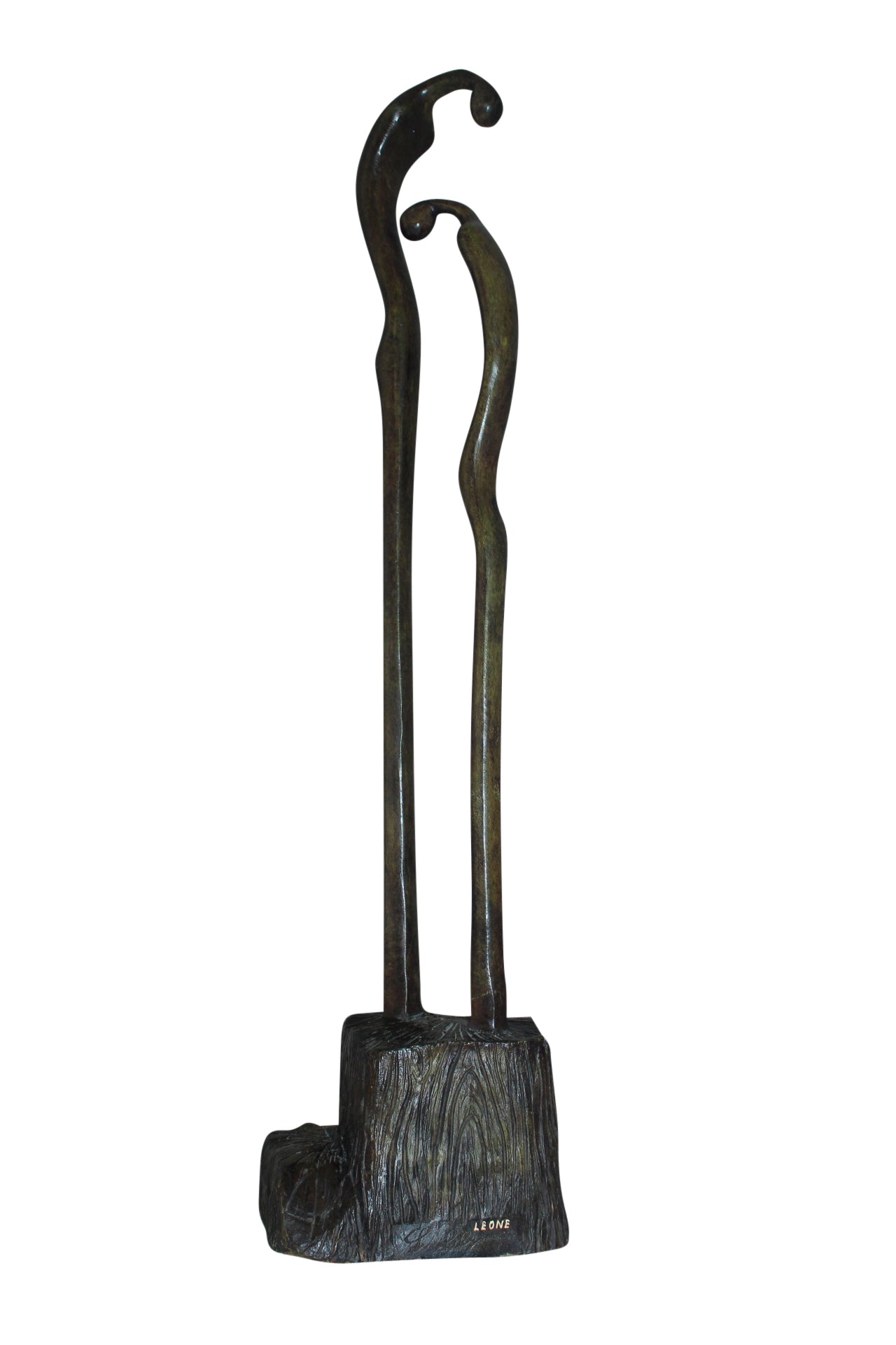 Male Female Abstract Bronze Statue - Size: 6"L x 8"W x 31"H.