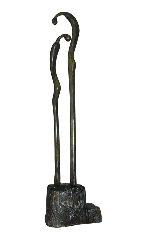 Male Female Abstract Bronze Statue - Size: 6"L x 8"W x 31"H.