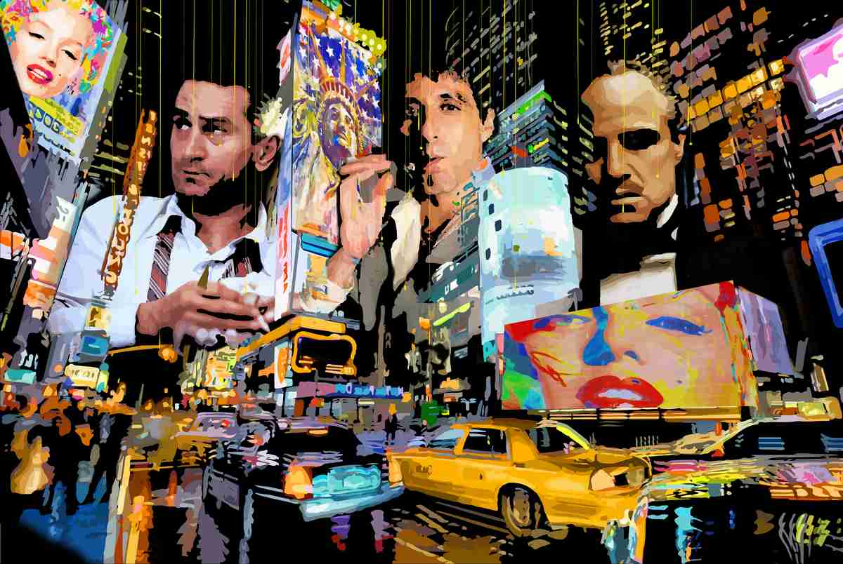 Mob City Art Painting by Marc Rudinsky - Acrylic - Size: 40"L x 60"W x 2"H