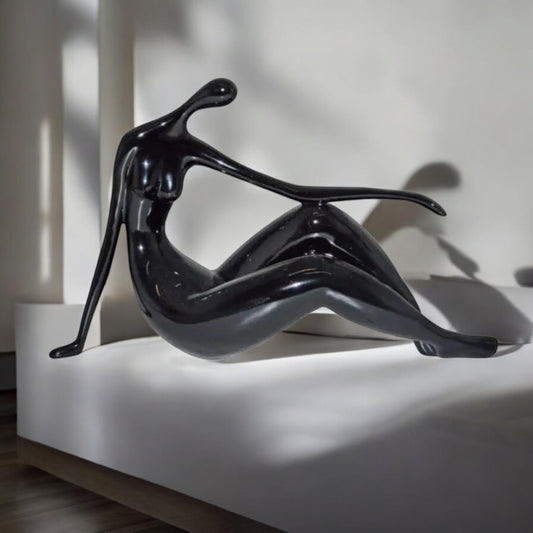 Modern Art Medium Black Women on the Beach Resin Statue - Size: 14" x 4" x 9"H