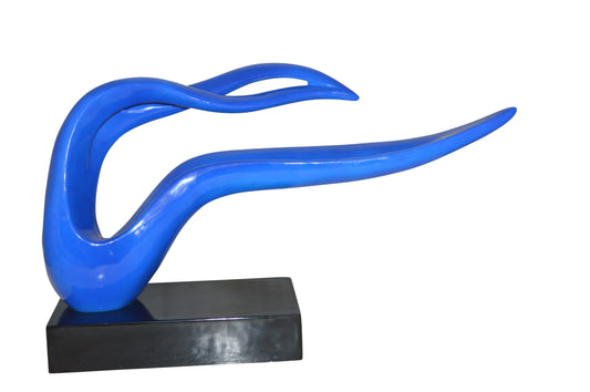 Modern Art Blue Ribbon Resin Statue -  Size: 25"L x 6"W x 13"H.