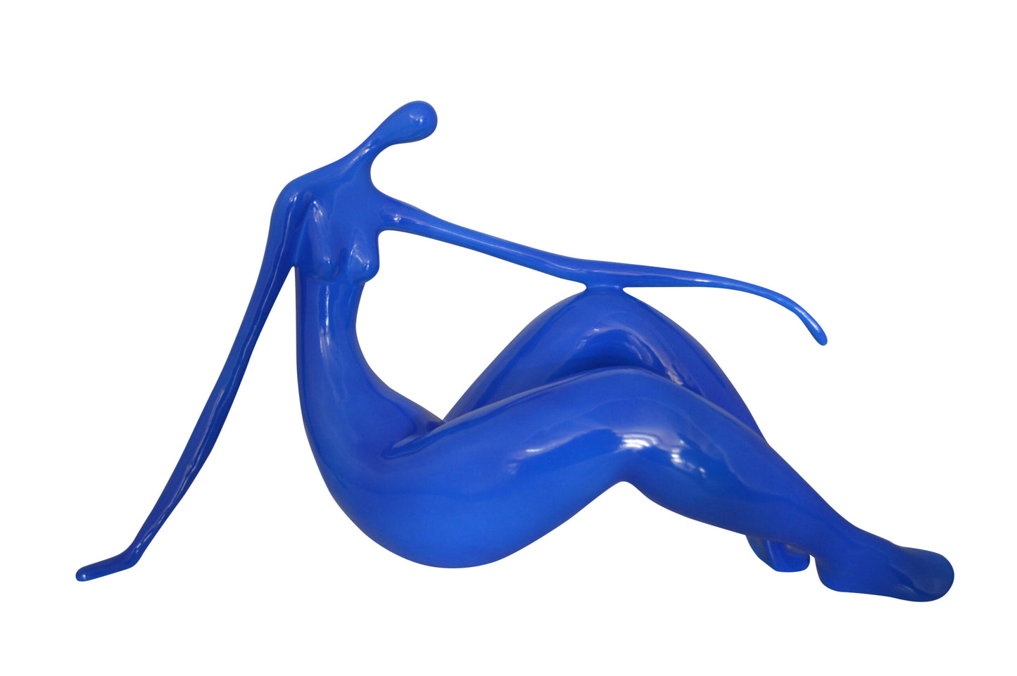 Modern Art Blue Women on the Beach Resin Statue - Size: 27"L x 8"W x 15"H.