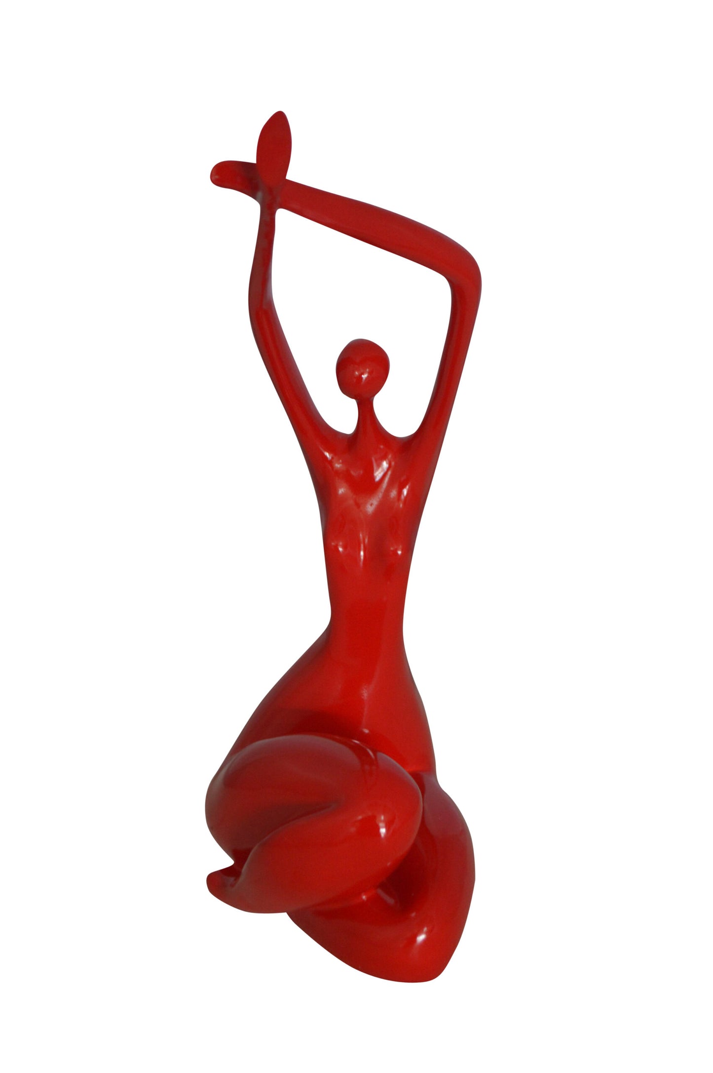 Modern Art Dancer in Action Red Resin Statue - Size: 4"L x 6"W x 13"H.