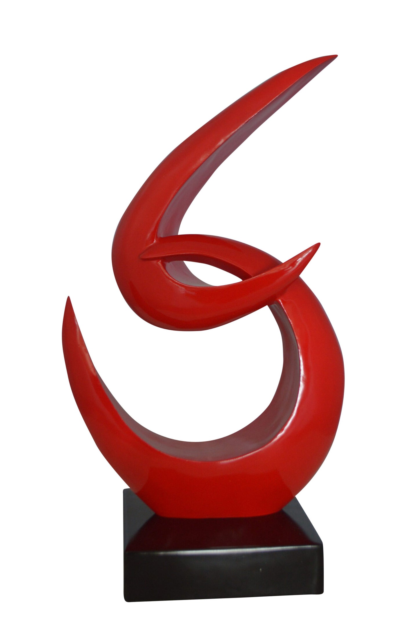 Modern Art Red Boomerang Statue made of Resin - Size: 13"L x 8"W x 23"H.