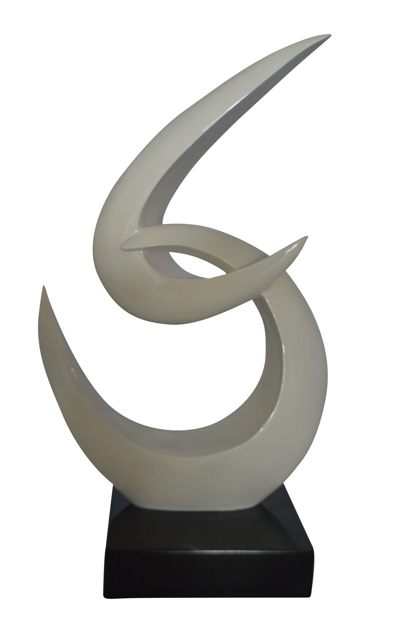 Modern Art White Boomerang Statue made of Resin - Size: 13"L x 8"W x 23"H.