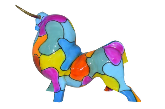 Modern Bull Bronze Statue -  Size: 26"L x 12"W x 23"H.
