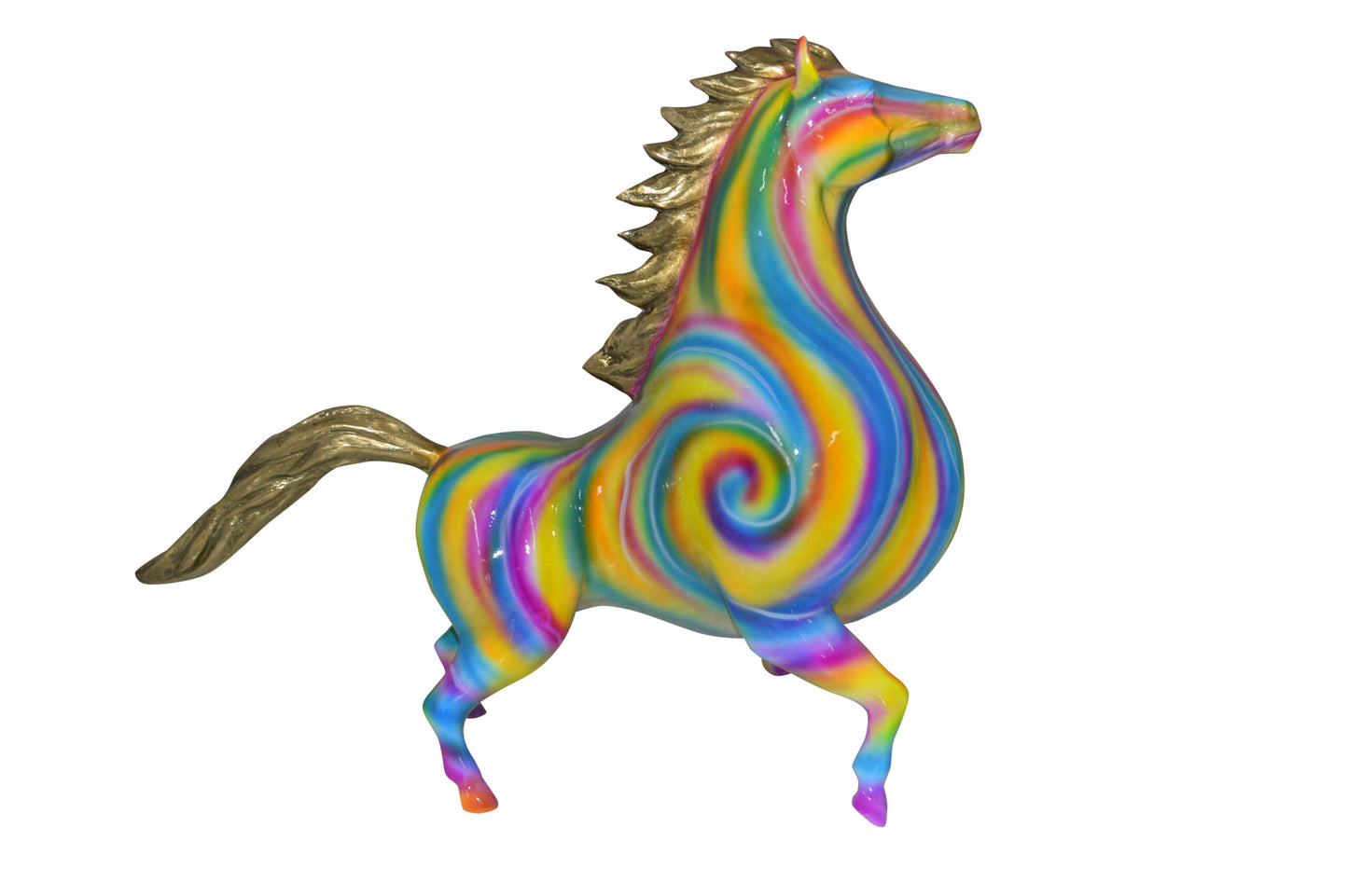 Modern Horse Bronze Statue - Size: 19"L x 9"W x 19"H.