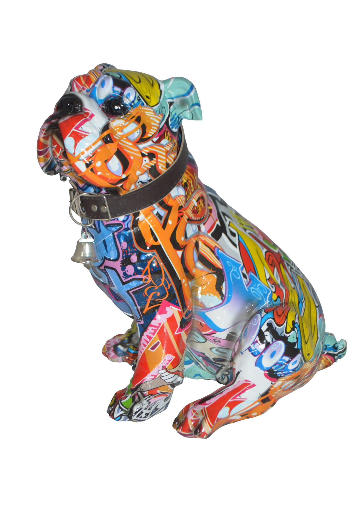 Modern Tie Dye Bulldog made of Resin - Size: 9"L x 8"W x 12"H.