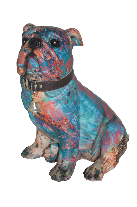 Modern playful Bulldog made of Resin -  Size: 9"L x 8"W x 12"H.