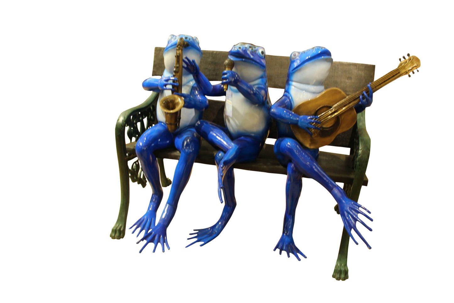 Musical Frogs on a Bench Bronze Statue - Size: 41"L x 23"W x 33"H.