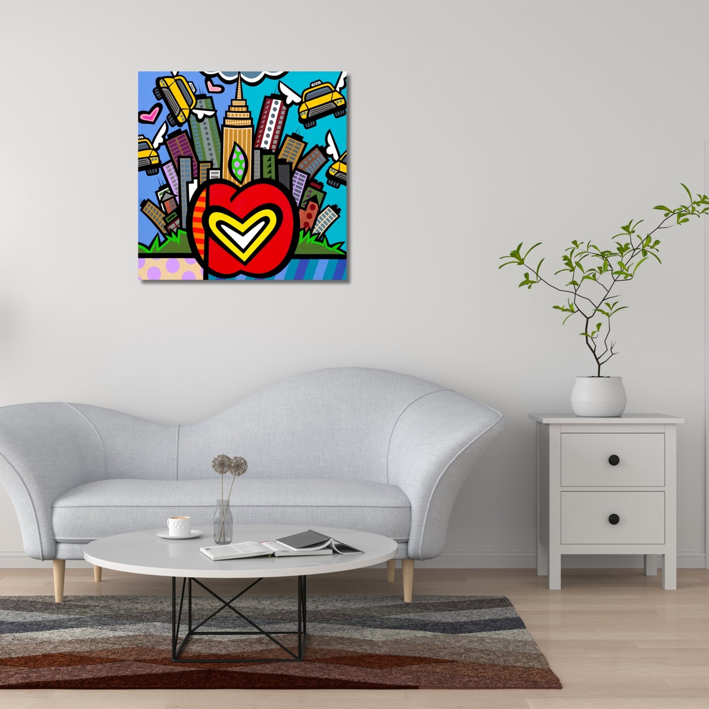 NY Cabs, Acrylic Painting, Stretched Canvas, Wall Art by Jozza 30" x 30" x 1"